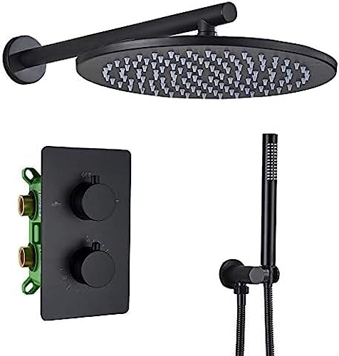 Douche thermostatique anti-brûlure avec grand jeu de douche mural noir mat