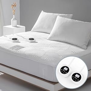 King Size Electric Heated Mattress Pad 10 Heat Settings Dual Control with Memory Timer for 1-12 Hours Auto Off, Lighted Button