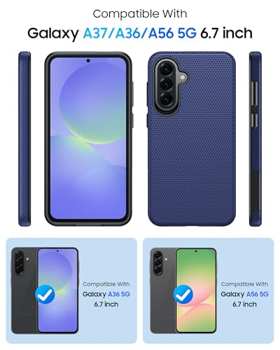 Image of for Galaxy A37+A36+A56 5G Phone Case, Triangular Anti-Slip Textured, Military Grade Drop Protection Samsung A37 5g case, 14ft Drop Tested, TPU+PC Dual Layer Shockproof Cover for A37 (Blue)