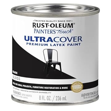 Rust-Oleum 1979730 Painter's Touch Latex Paint, Half Pint, Gloss Black 8 Fl Oz (Pack of 1)