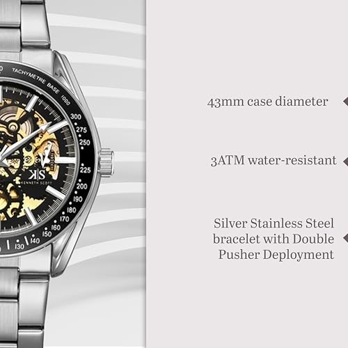 Image of Kenneth Scott Men's Mechanical Casual Watch |43mm - K22312-BBBB