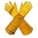 Produktbild SLARMOR Gartenhandschuhe aus Leder für Damen und Herren - Dornensicher zum Beschneiden von Rosen, mit Unterarmschutz, Lange Rindsleder Arbeitshandschuhe für Garten und Haushaltsaufgaben