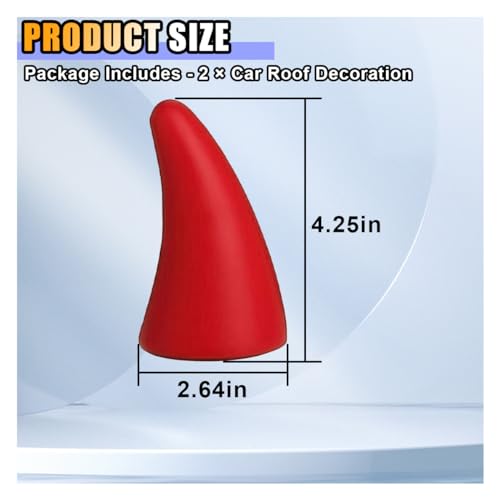 Image of 2 PCS 3D Devil Horn Sticker, Car Roof Bumper Decoration, 4.3 Inch Elasticity Anti Collision Protector Sticker, Car Exterior Accessories for Truck SUV Helmet Motorcycle (Red)