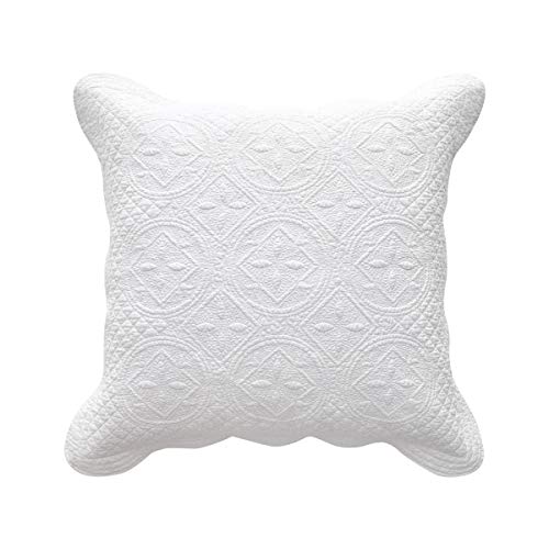 Calla Angel Sage Garden Luxury Pure Cotton Quilted Pillow Sham, Euro, 26x26, White