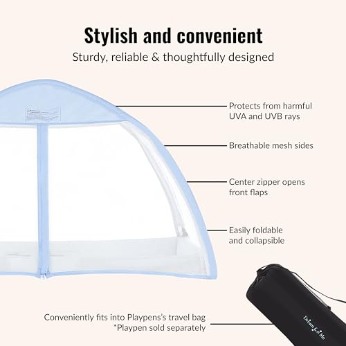 Image of Dream On Me Ziggy Canopy - Blue, Compatible with Ziggy Square Playpen, UV, Rain & Bug Protection, Foldable & Travel-Friendly