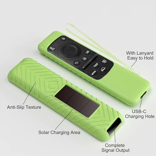 Image of Silicone TV Remote Cover Compatible with Samsung Smart TV Remote 2023 BN59-01432G BN59-01432A (Samsung Smart TV 2023 Model Solar Remote Cover - Style 3, Luminiscent Green)
