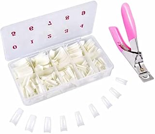 Natural False Nails, 500 Pieces Oval French Acrylic Style Fake Nails Tips, Artificial Fake Nails With Box and False Nail Clipper for Women Girls (10 Sizes)