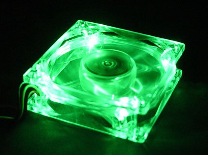 5 Stars Computer 80mm, 8cm Quad-4 Green LED Computer Desktop PC Case Clear Cooling Fan, 3 and 4 pin Connector with Screws, Quiet and Silent