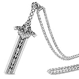 ZiWuark Mens Broken Sword Necklace Lion Head Knight Dragon Sword Pendant Viking Jewelry for Men Women, Silver Lion