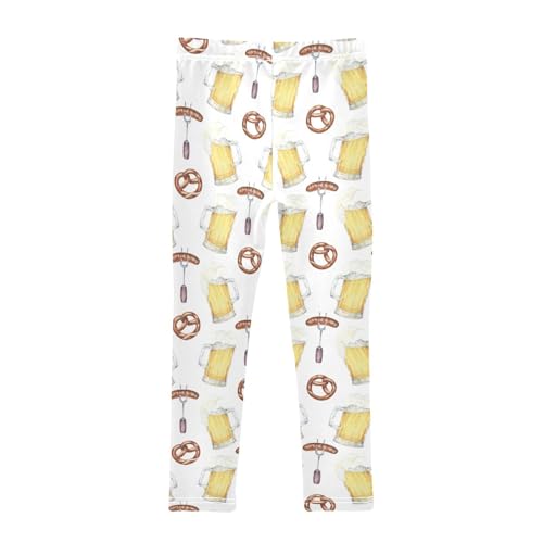 Beer Mugs Pretzel Girls Leggings,Workout Leggings for Girls Toddler Athletic Leggings Size for 3-10T2