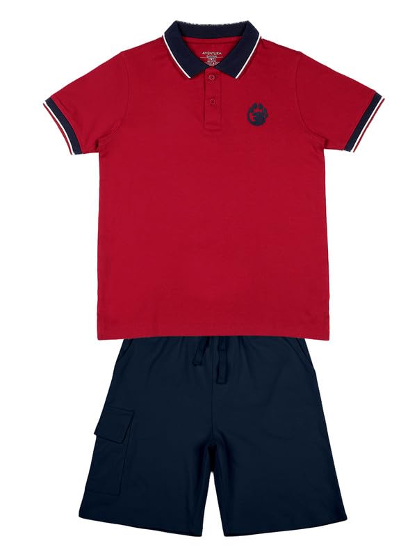 Image of Aventura Boys' Polo T-Shirt & Shorts Set 100% Cotton Bio-Washed Fabric Age 5-12 Years