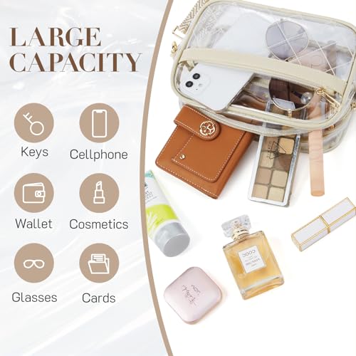 Image of Missnine Clear Bag for Stadium Events Quilted Clear Purse for Women Stadium Approved PVC Crossbody Concert Bag