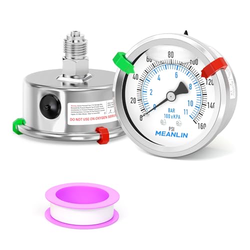 Manomètre pour filtre à eau et compresseur d'air 160 psi inox 0,63 cm BSP