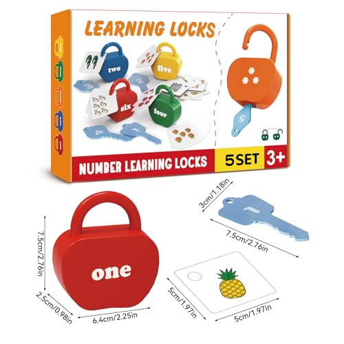 YYDeek Montessori Lock and Key Toddler Toys, Cause and Effect Sensory Learning Toys for 1 2 3 Year Old, Number Counting & Matching Game, Fine Motor Skills Preschool Travel Activities - Image 6