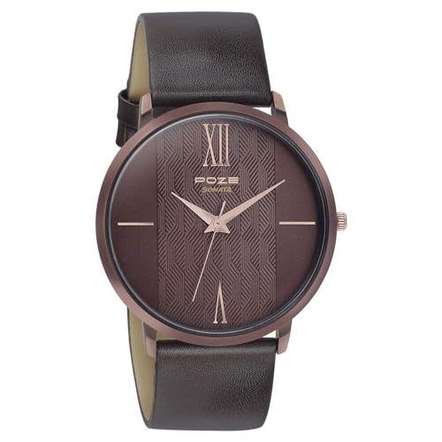 Image of Sonata Poze Quartz Analog Brown Dial Leather Strap Watch for Men-SP70004KL03