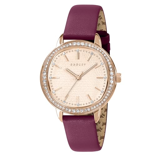 Bracelet en cuir Radley baie montre plaqué or rose 36mm serti de pierres