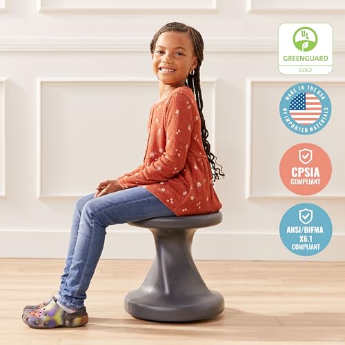 Image of ECR4Kids Twist Active Wobble Stool, 14in Seat Height, Classroom Furniture, Dark Grey