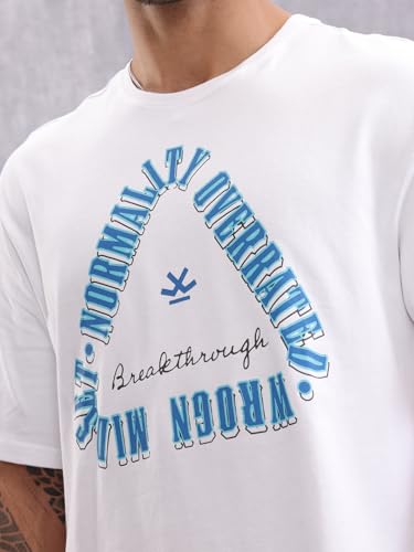 Image of WROGN Men's Cotton T-Shirt | Retro Typography Print | Oversized Fit