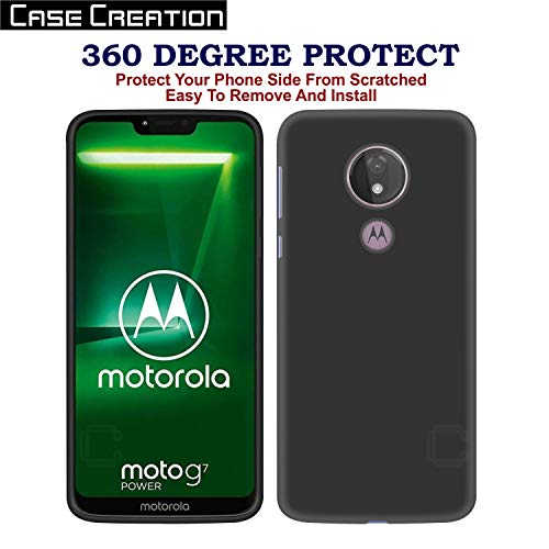 Image of Case Creation for Moto G7 Power 2019 Back case, Motorola Moto G7 Power Slim Flexible Smart Look case with 360 Camera All Angle Protection (Pure Black)