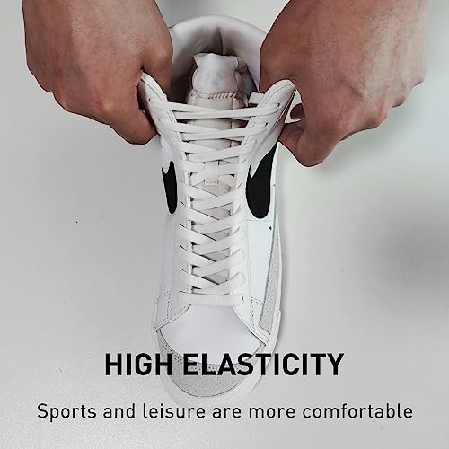 Image of UamGlsob 2 Pairs 5 /16 inch Flat Elastic Shoe Lace, 27 inch-72 inch Length Stretch Shoelaces Strings Replacement for High /Low Top Sneakers