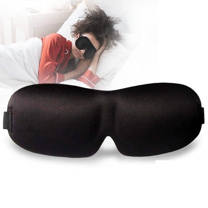 KRUTEAZ Sleeping Travel Eye mask Masks for Men Women Girls Boys Kids & Night Sleep Eye Black 3D Cotton Cover Super Soft & Smooth -Black(Multicolor)-image-44