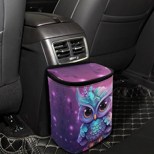 Image of DISNIMO Cartoon Owl Car Trash Can Easy-to-Install Car Accessory Interior, Leak-Proof Car Garbage Can Bin Organizer Storage Bag for The Back Seat of Any Cars, Sedans, SUVs & Trucks