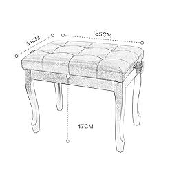 TEmkin Banc de Piano pour Une Seule Personne, Tabouret de Piano rembourré, siège d'artiste, Coussin en Cuir épais rembourré, Hauteur de siège réglable de 10 cm, Facile à Assembler (Noir 2 – Image 3