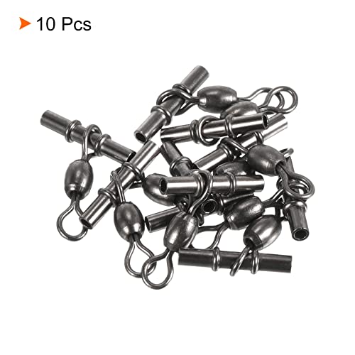 PATIKIL Sleeve Swivel, 10Pcs 84lb Stainless Steel Cross Line 3 Way Fishing Terminal Tackle, Black, Silver - Image 3