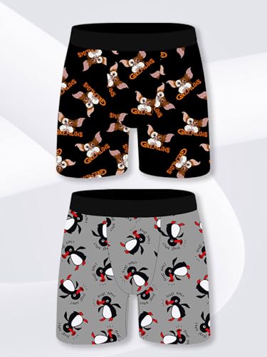 2pcs Men's Boxer Briefs Breathable Stretch Elastic Waistband Skull Print Halloween Costume Gifts For Men novelty Underwear