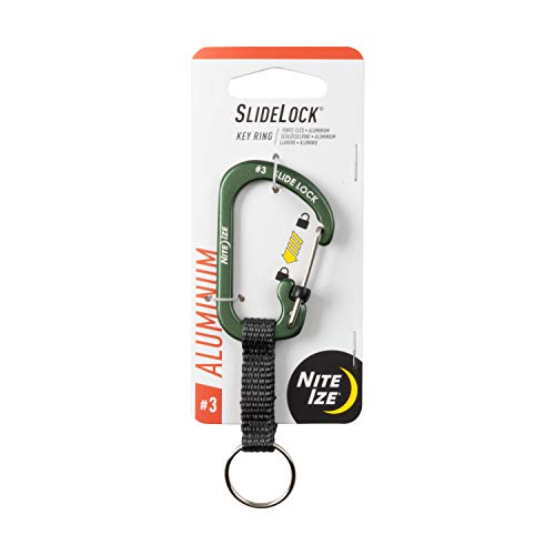 Nite IZE CSLAW3-08-R6 - Mosquetón de bloqueo con cincha, color verde oliva