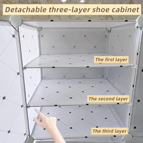Image of RYUGA Shoe Rack for Home Plastic, 6 Door Portable Shoes Rack with Dustproof Door for Heels /Slippers /Boots, DIY Multi-Purpose Kitchen Mats for Floor (4-Door-12-Layer-A6, 4-Door-12-Layer-A6)