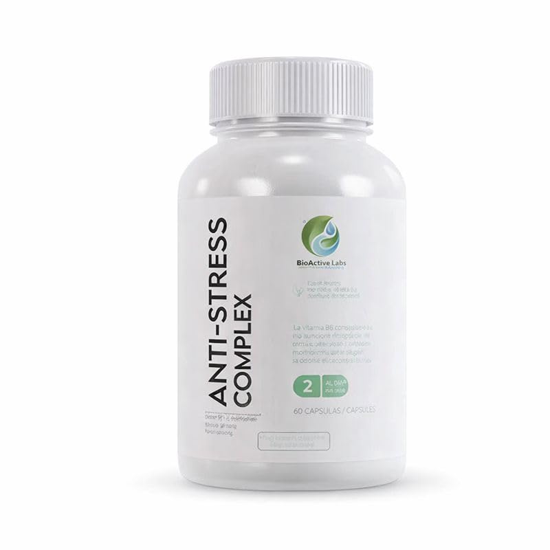 BIOACTIVELABS Anti-Stress Complex con Ginseng Siberiano, Panax Ginseng, L-Triptófano y Vitamina B1, 60 Cápsulas, Suplemento Natural para Equilibrio Nervioso