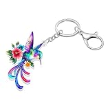 WEVENI Acrylic Floral Hummingbird Keychain Bird Charms Hummingbird Gifts for Women Girls Purse Backpack Accessories Car Keys (Violet)