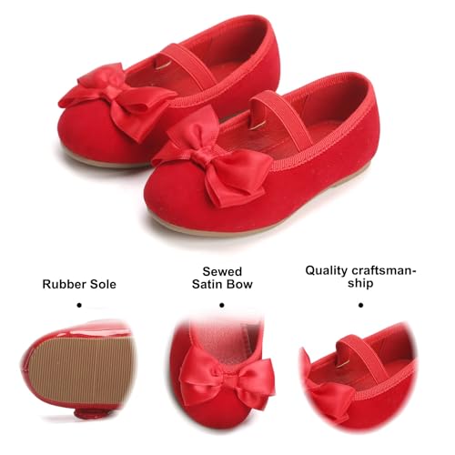 image for Felix & Flora Girls' Red Ballerina Flats Mary Jane Dress Shoes Size 11