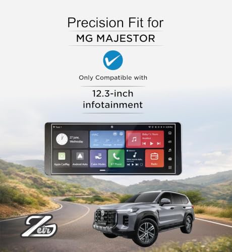 Image of ZEIR Screen Protector COMBO For MG MAJESTOR 2026 - 12.3 inch Infotainment Touchscreen + Instrument Cluster Protector | Anti Scratch | Water Resistant | MgMajestor Display Guard Accessories 2026+ [Not Tempered Glass]