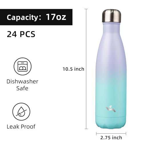 Image of Konokyo 24 Pack 17 oz Insulated Stainless Steel Water Bottle