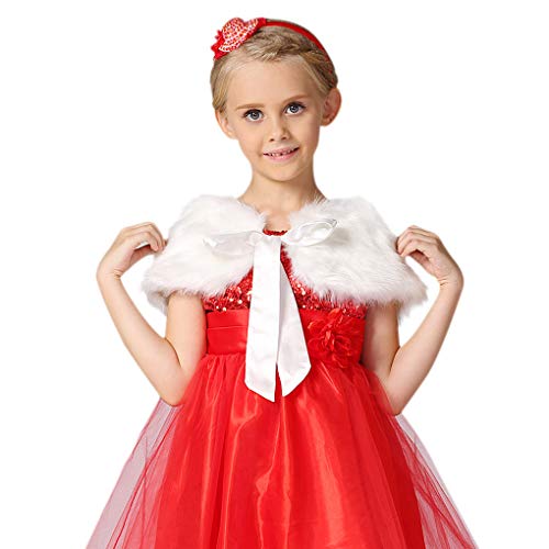 MioCloth Girl Faux Fur Wrap Flower Girl Shoulder Cape Stole Shrug Wedding Party Costume2