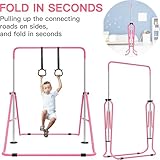 EVERYMILE Gymnastics Bars with Mat & Bar Pad Gymnastics Equipment for Home,Adjustable Height Folding Horizontal Bar with Rings - Image 3