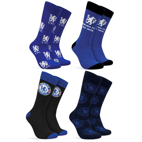Chelsea FC Boys Crew Socks, 4 Pack Breathable Socks - Gifts for Kids