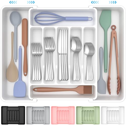 ukeetap Extra Large Expandable Silverware Organizer, BPA-Free Food-Safe Cutlery Flatware Organizer,...