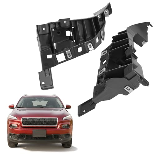 KUAFU Front Bumper Bracket Compatible with 2014-2018 Jeep Cherokee Replacement for 68210064AD 68210065AD CH1043108 CH1042108 Bumper Mounting Bracket Plastic Unfinished Black