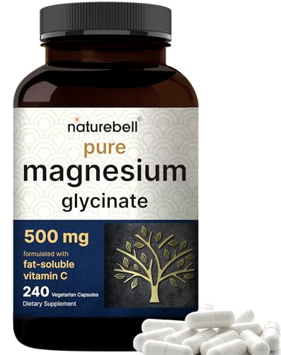 Magnesium Glycinate Capsules 500mg | 240 Count | Supplement for Sleep,...