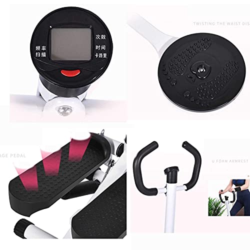 Image of with Resistance Bands Mini Home Hydraulic Stepper with Armrests with LCD Display Multifunction Clim Machine Fitness Equipment Load 100kg Cardio Exercise Antislip Steppers