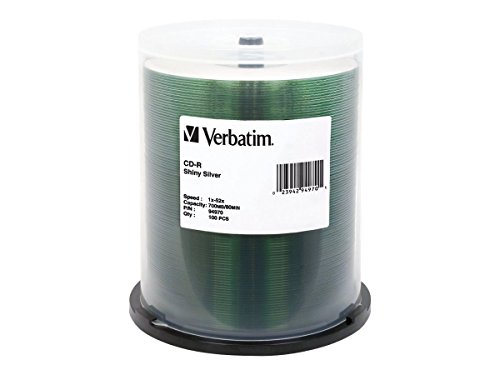 Verbatim CD-R 700MB 52X Shiny Silver Silk Screen Printable - 100pk Spindle (94970) #1