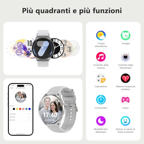 Blackview Smartwatch Donna Uomo, Orologio Smartwatch Uomo Fitness con Chiamate Bluetooth con 1.43' HD AMOLED/112+ Sportive/SpO2/Monitoraggio del Sonno/Cardiofrequenzimetro per Android IOS - Immagine 5