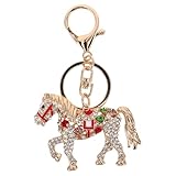 Veemoon Llavero de Caballo 2026 Colgante de Aleación y Gemas de Imitación, Diseño Negro Brillo, Accesorio para Bolso y Mochila, Colgante Zodiacal para Obsequio de Año Estilo Aleatorio