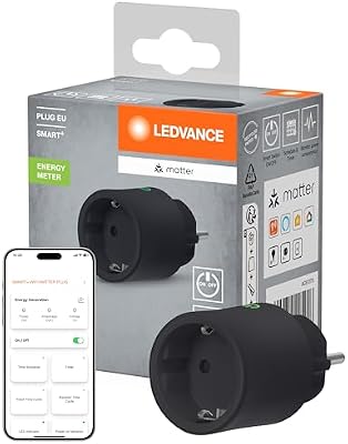 LEDVANCE SMART+ Indoor Plug, Presa intelligente con Matter over WiFi, per l’integrazione di dispositivi tradizionali nella smart home, compatibile con Alexa, Google e Apple, nero, confezione da 1