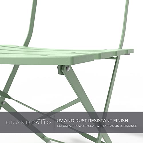 Grand patio Bistro Set 3 Stück, Gartenmöbel Set, Sitzgruppe 2 Stühle und 1 Tisch, Premium Stahl, Klappbar, Balkonset für Hof, Garten, draussen (Grün)
