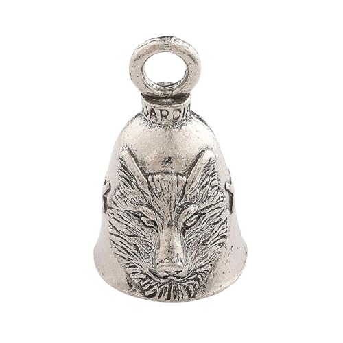 Image of Guardian Bell Wolf Good Luck Bell w /Keyring & Black Velvet Gift Bag | Motorcycle Bell | Lead-Free Pewter | Made in USA