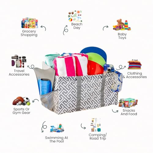 Image of Extra Large Utility Tote Bag - Oversized Collapsible Pool Beach Canvas Basket